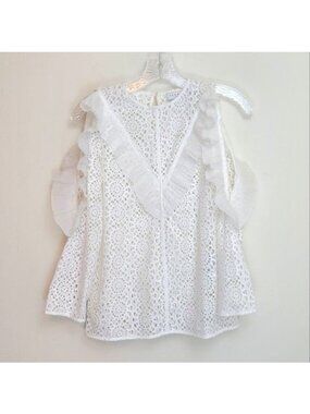 Sandro Paris crocheted medallion ruffle trim top